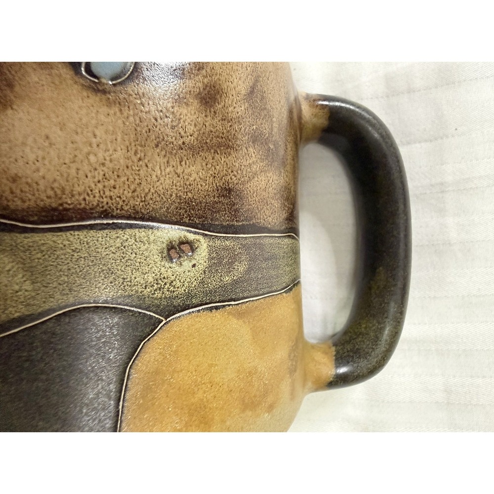 Mara Mexico Studio Pottery Cyclist Mug Hand Built Blue Glazed Organic Cup Set - Picture 16 of 16